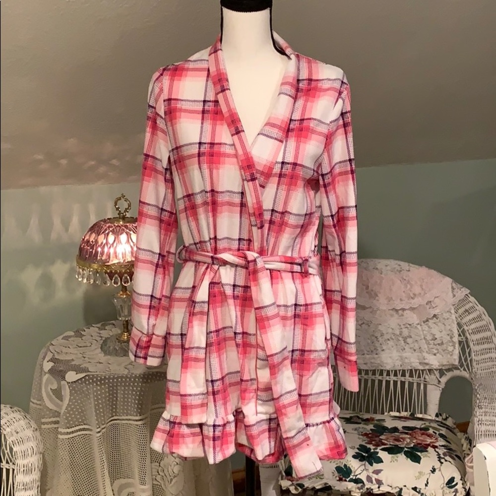 Women’s Pink & Purple Plaid Bath Robe